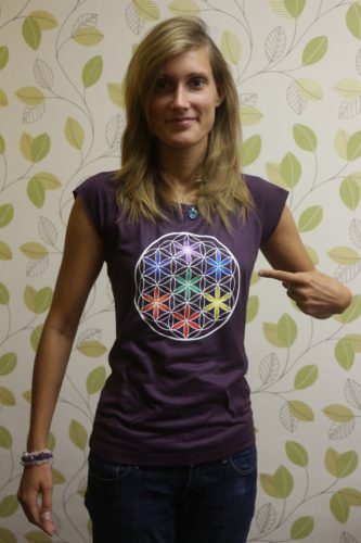 Dámské tričko z biobambusu Květ života, barva fialová