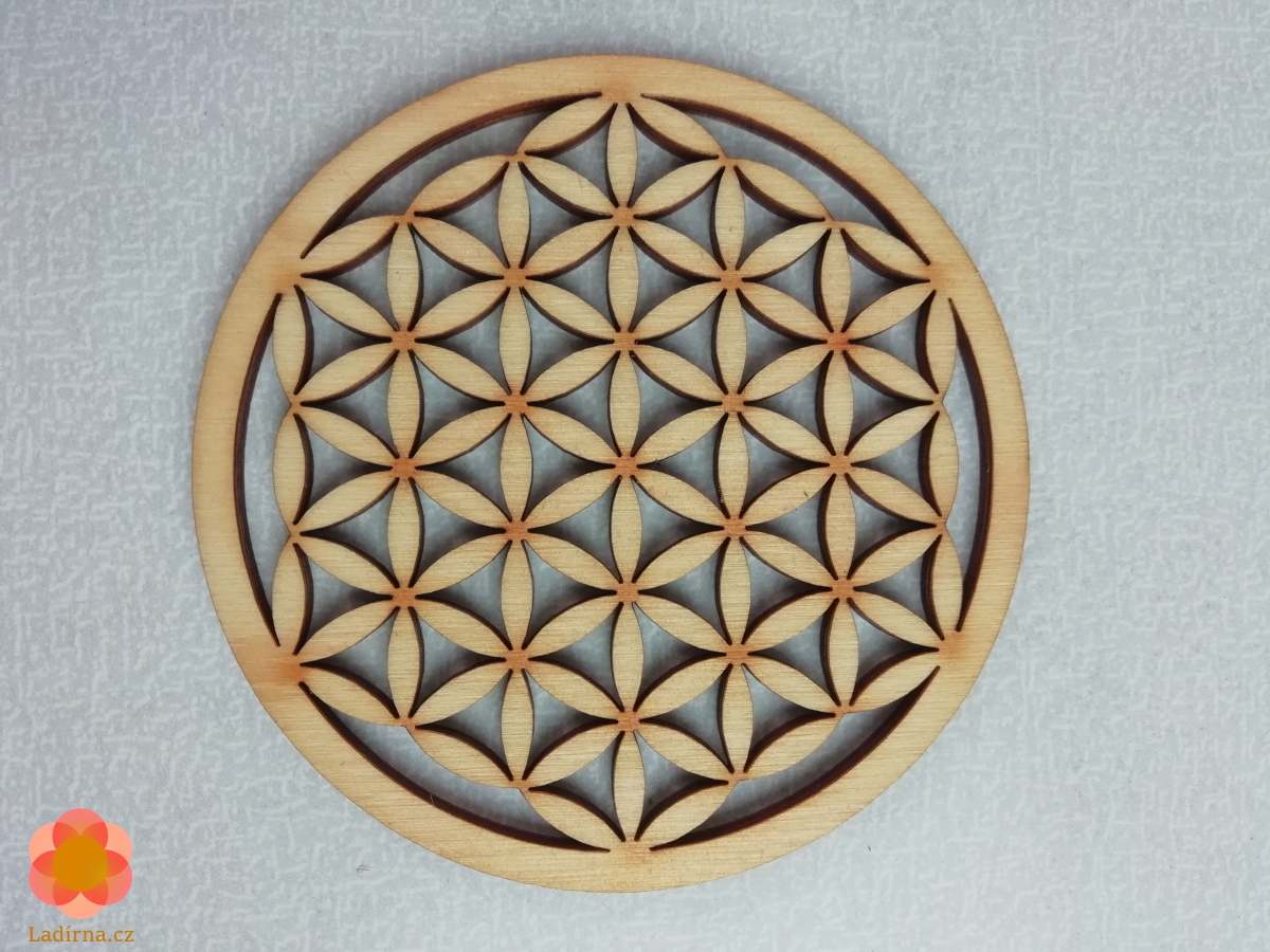 Dřevěný harmonizační Květ života 10 cm (dekorace, podložka, na stěnu...) - Obrázek 2