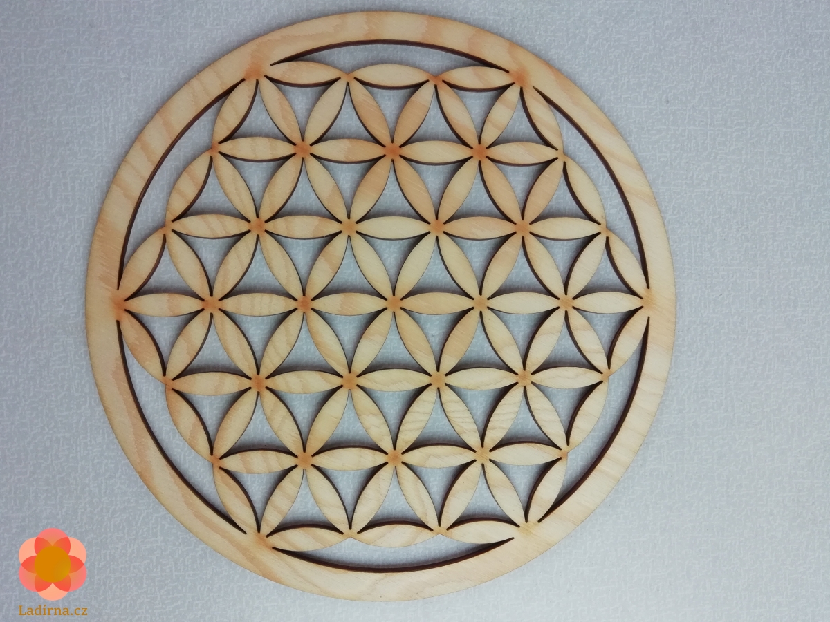 Dřevěný harmonizační Květ života 20 cm (dekorace, podložka, na stěnu...)