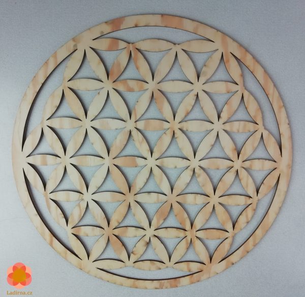 Dřevěný harmonizační Květ života 40 cm (dekorace, podložka, na stěnu...)