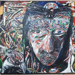 Chrisantem Macháček: Obraz Aulum-Jum (akryl na plátně 50x50 cm)