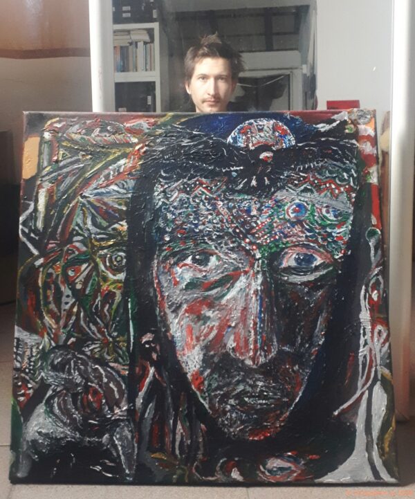 Chrisantem Macháček: Obraz Aulum-Jum (akryl na plátně 50x50 cm) - Obrázek 2