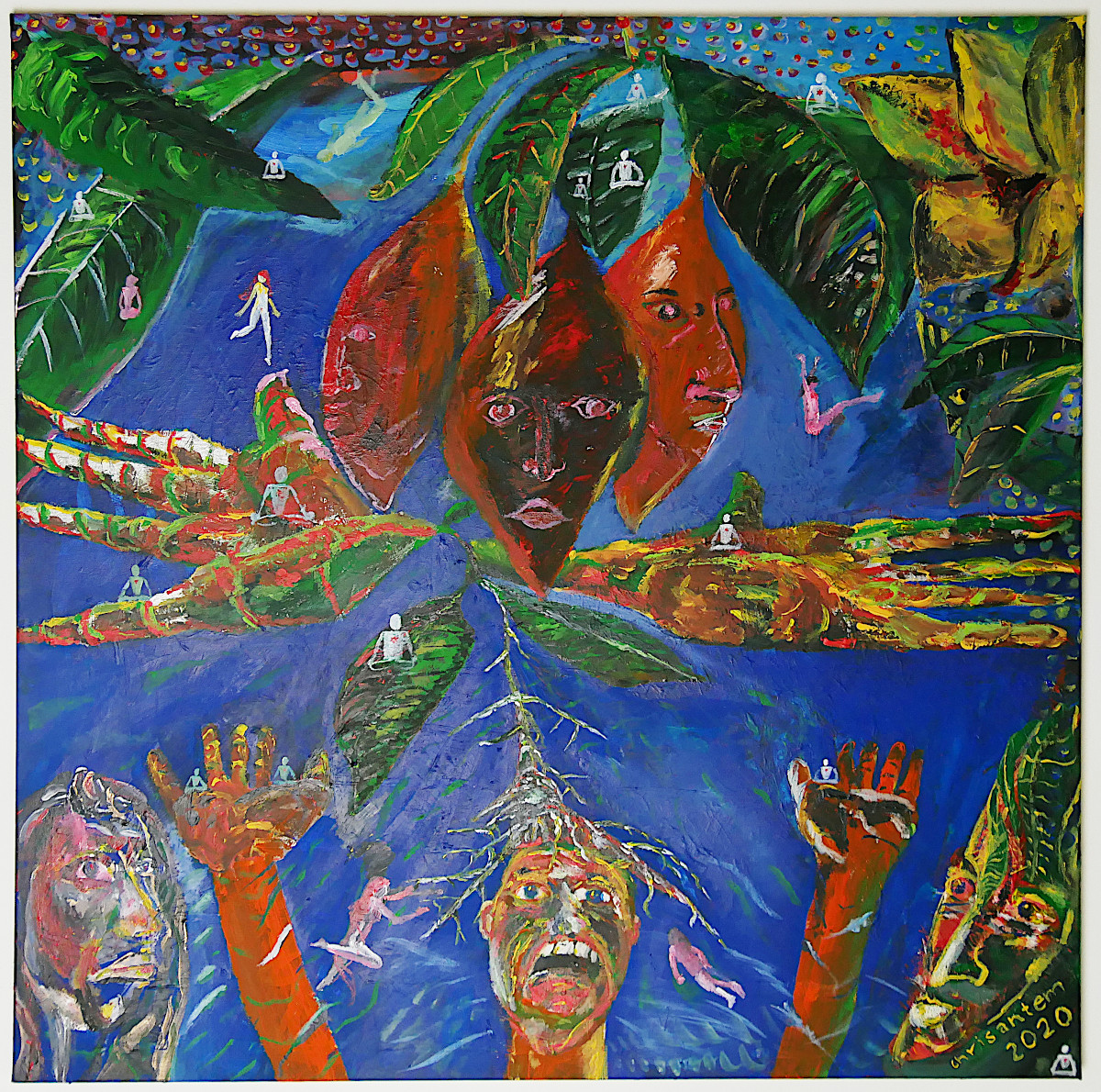 Chrisantem Macháček: Obraz "Iboga Zasvěcení", akryl na plátně 100x100 cm