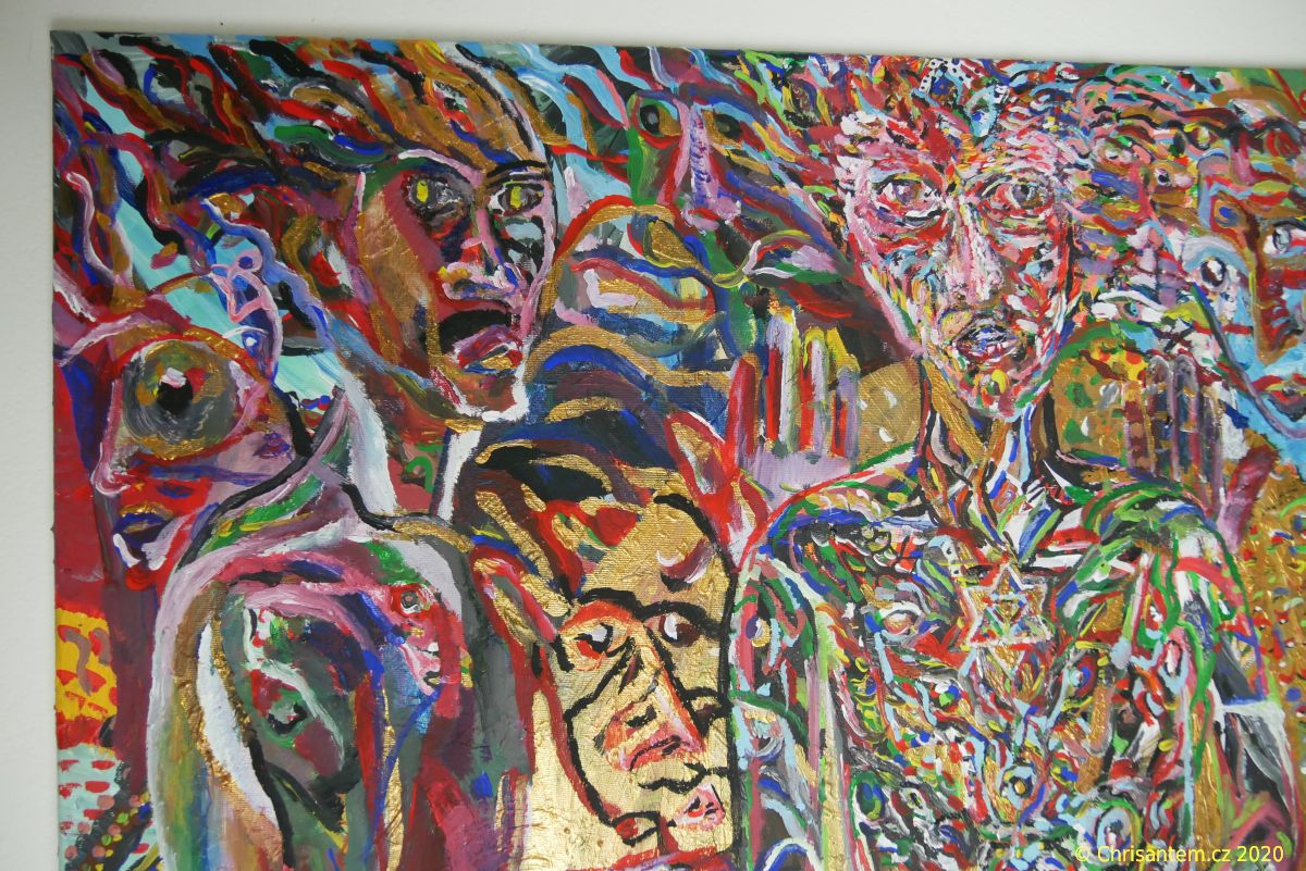 Chrisantem Macháček: Obraz "Mapacho Elohim", akryl na plátně 100x100 cm - Obrázek 5