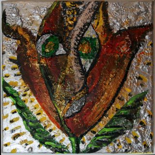 Chrisantem Macháček: Obraz „Pan TuliPán“, Akryl na plátně 30×30 cm, 2020