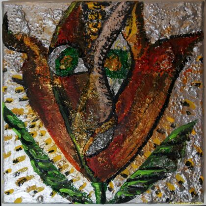 Chrisantem Macháček: Obraz „Pan TuliPán“, Akryl na plátně 30×30 cm, 2020