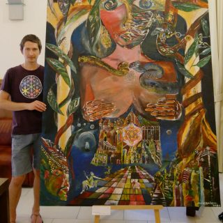 Chrisantem Macháček: Velekněžka, akryl na plátně 150x200 cm, 2020