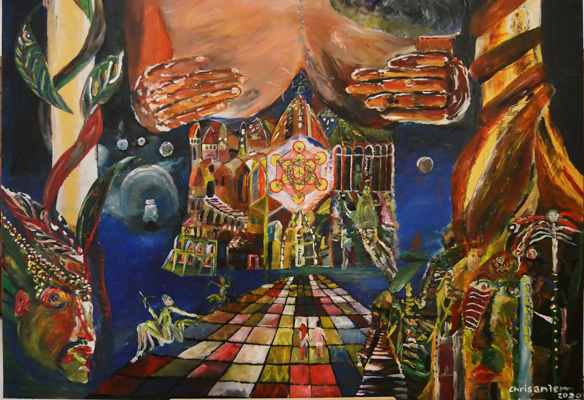 Chrisantem Macháček: Velekněžka, akryl na plátně 150x200 cm, 2020 - Obrázek 3