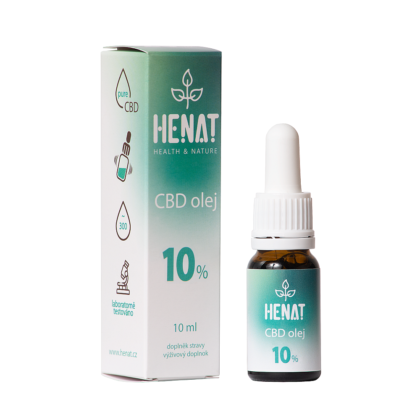 DOPRODEJ! Sleva 50 %!!! HENAT 10% BIO CBD konopný olej 10 ml (940 mg CBD)