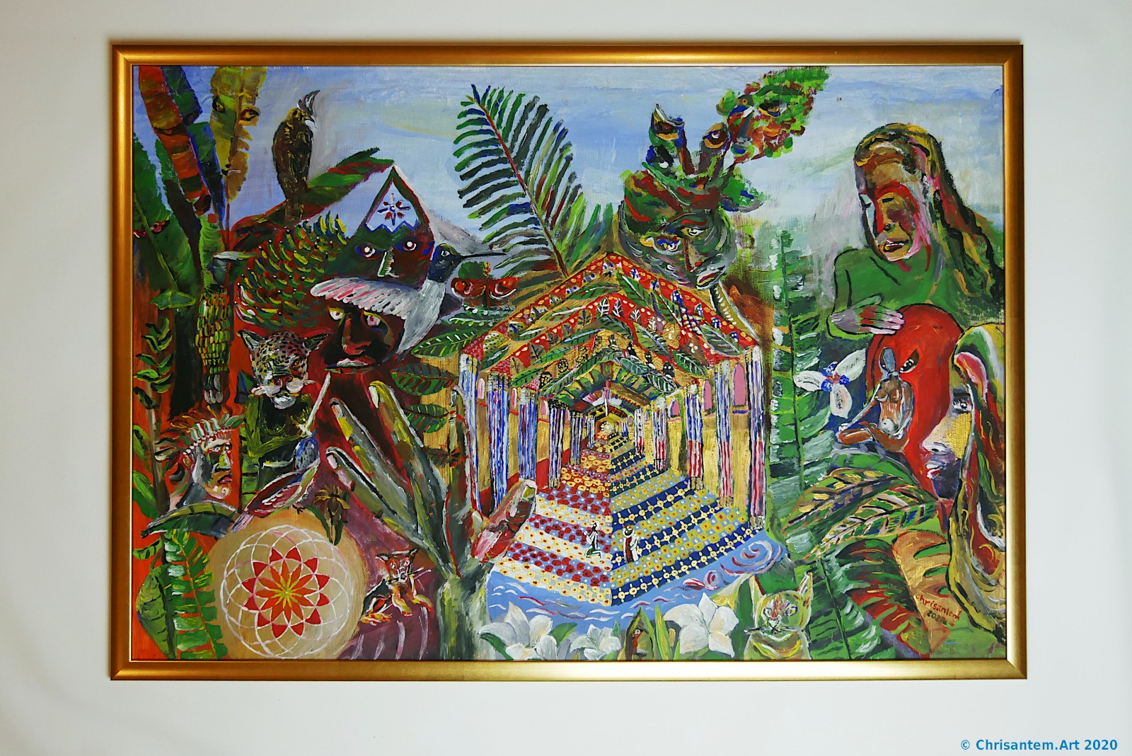 Chrisantem Macháček: Obraz „Dotek Neviditelného“, 98 x 68 cm, Kolumbie 2020