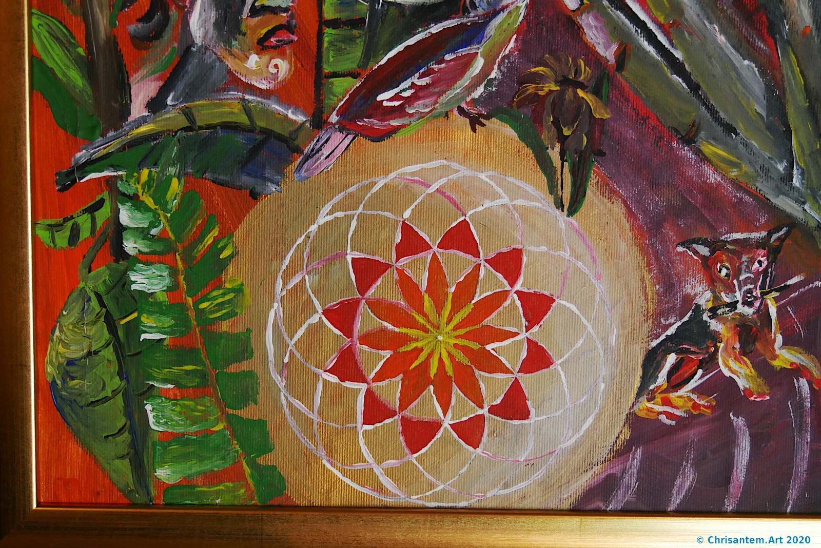 Chrisantem Macháček: Obraz „Dotek Neviditelného“, 98 x 68 cm, Kolumbie 2020 - Obrázek 5