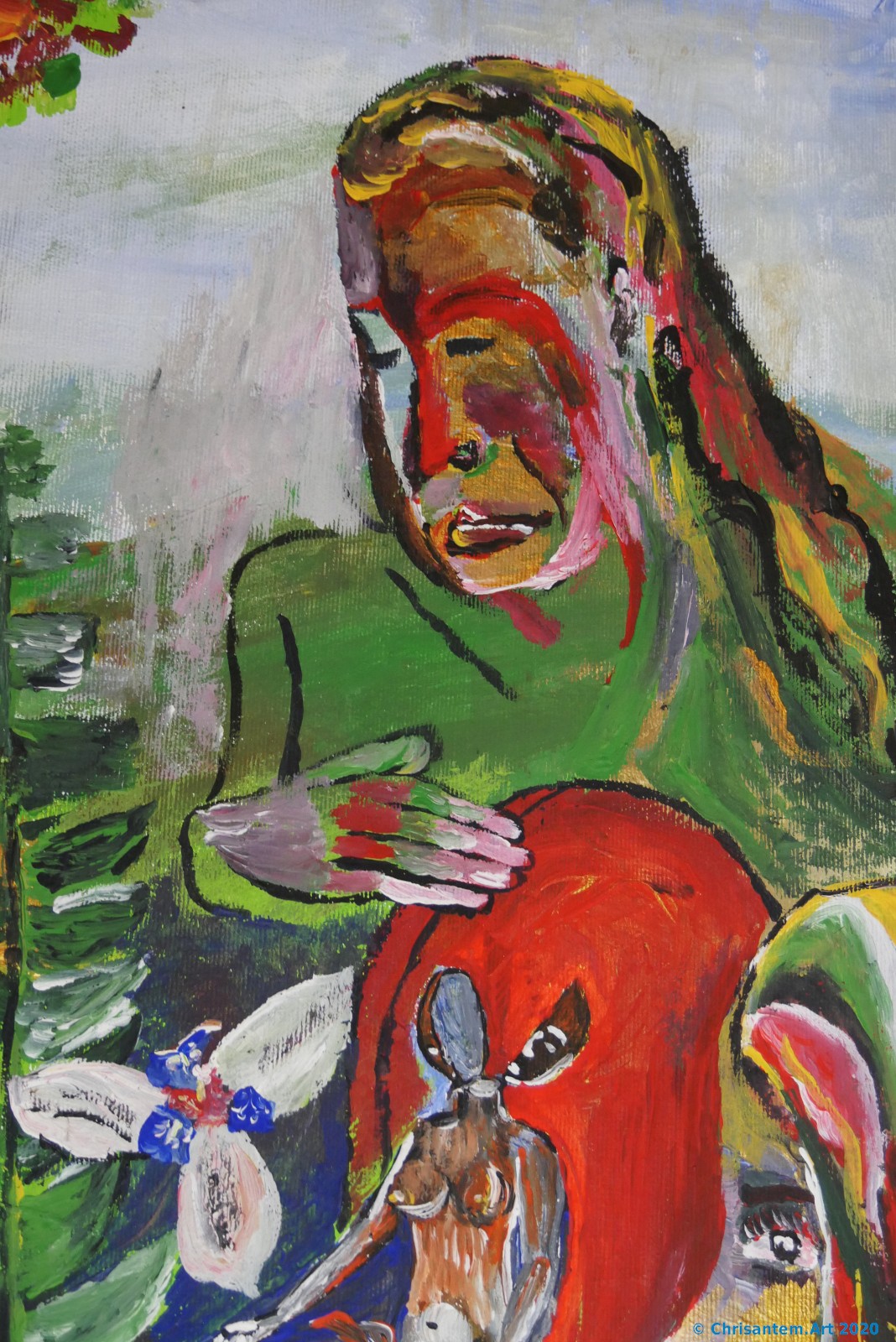 Chrisantem Macháček: Obraz „Dotek Neviditelného“, 98 x 68 cm, Kolumbie 2020 - Obrázek 8