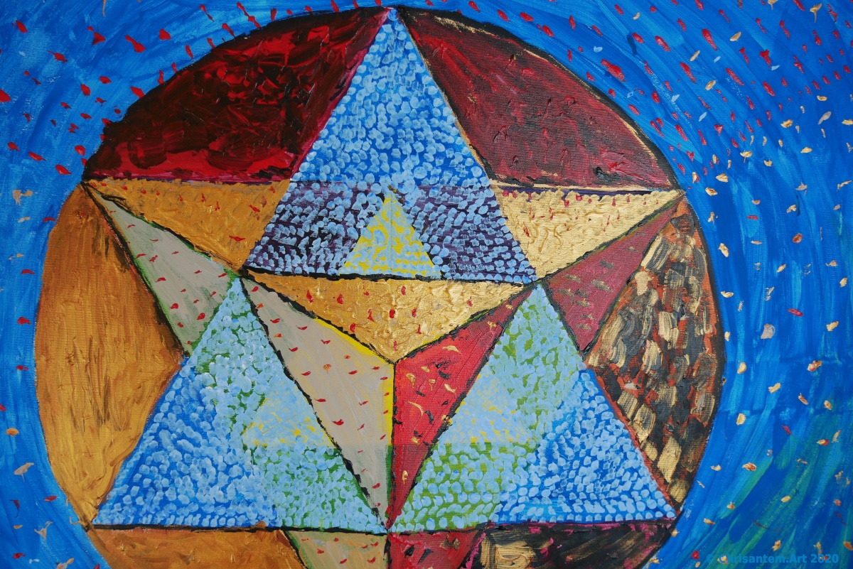 Chrisantem Macháček: Obraz „Hvězdostěn“, 100×100 cm, 2020 - Obrázek 2