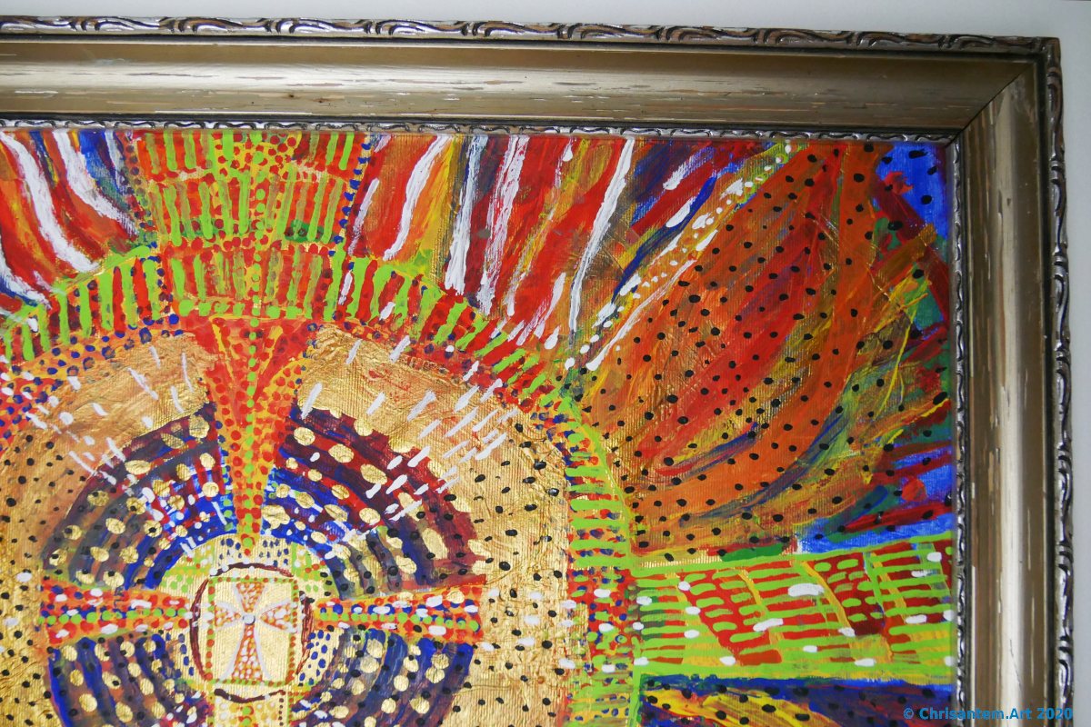 Chrisantem Macháček: Obraz „Požehnání“, 59 x 51 cm, Kolumbie 2020 - Obrázek 3