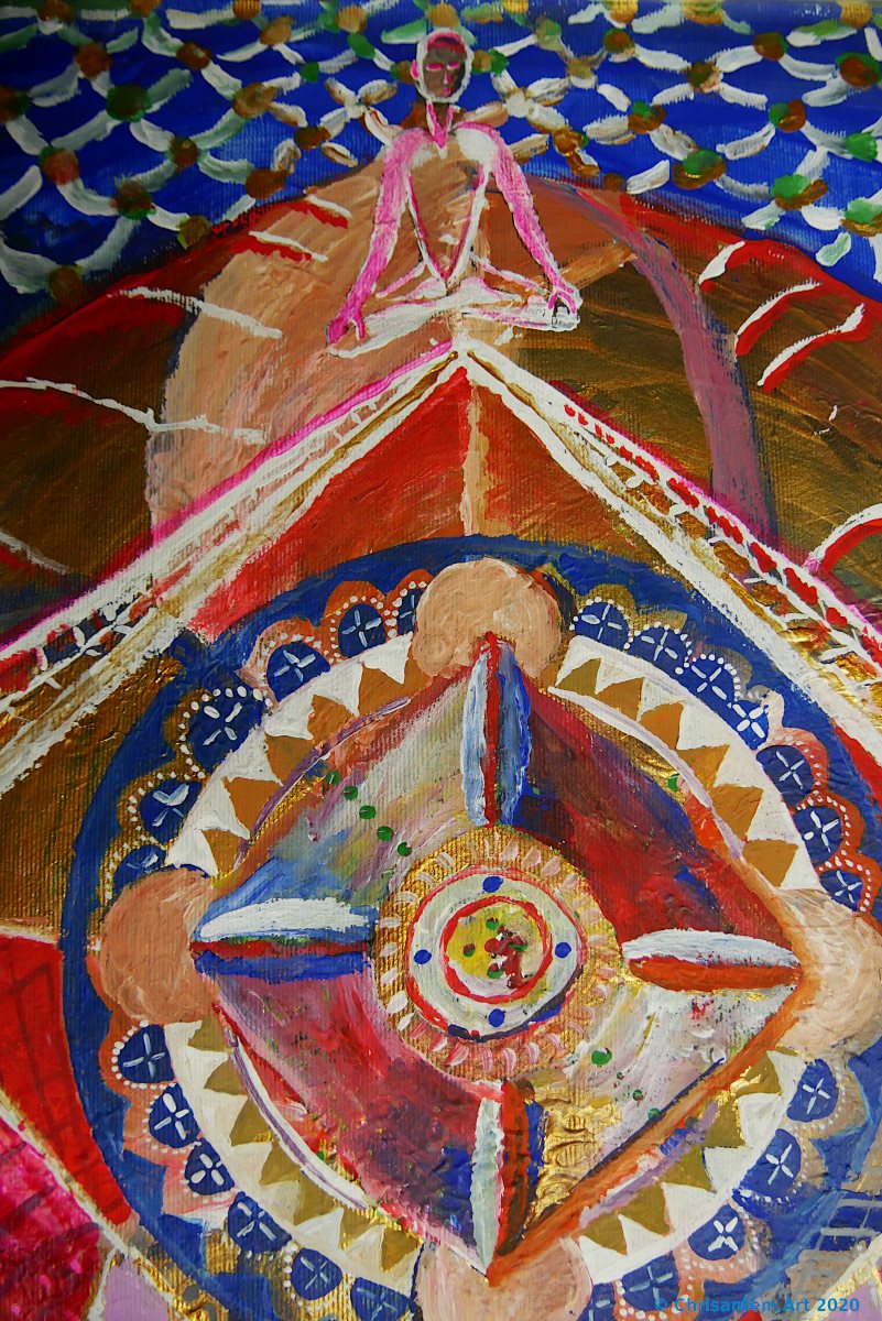 Chrisantem Macháček: Obraz „Existencionální meditace, neboli Nekonečný Zdroj Energie“, 59 x 53 cm, Kolumbie 2020 - Obrázek 6