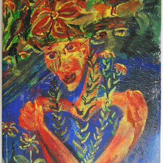 Chrisantem Macháček: Obraz „Tonantzin“, akryl na plátně 36×52 cm, 2020