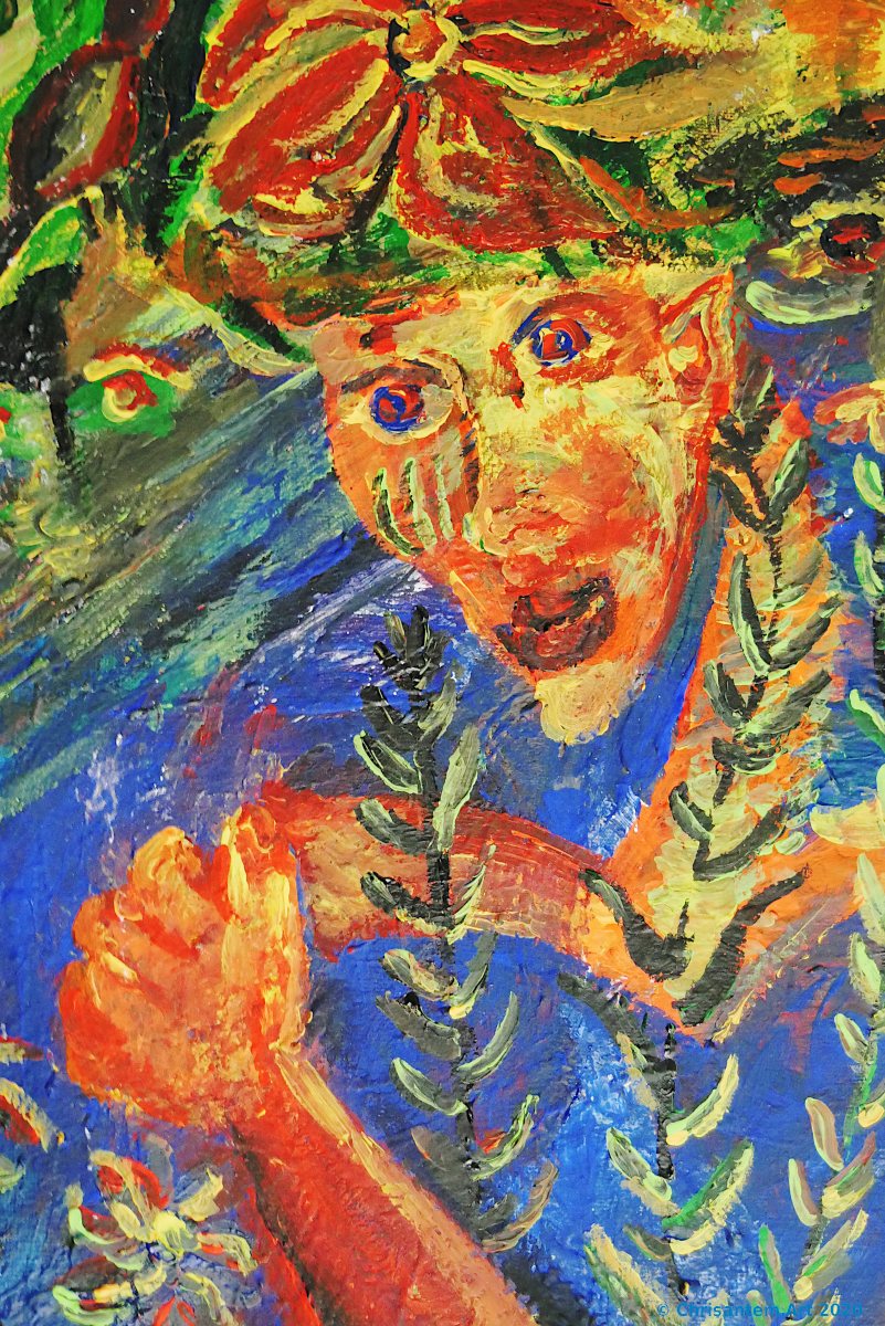 Chrisantem Macháček: Obraz „Tonantzin“, akryl na plátně 36×52 cm, 2020 - Obrázek 2