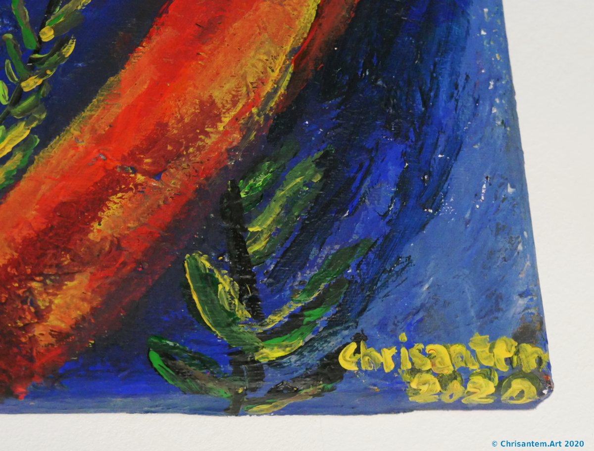 Chrisantem Macháček: Obraz „Tonantzin“, akryl na plátně 36×52 cm, 2020 - Obrázek 6