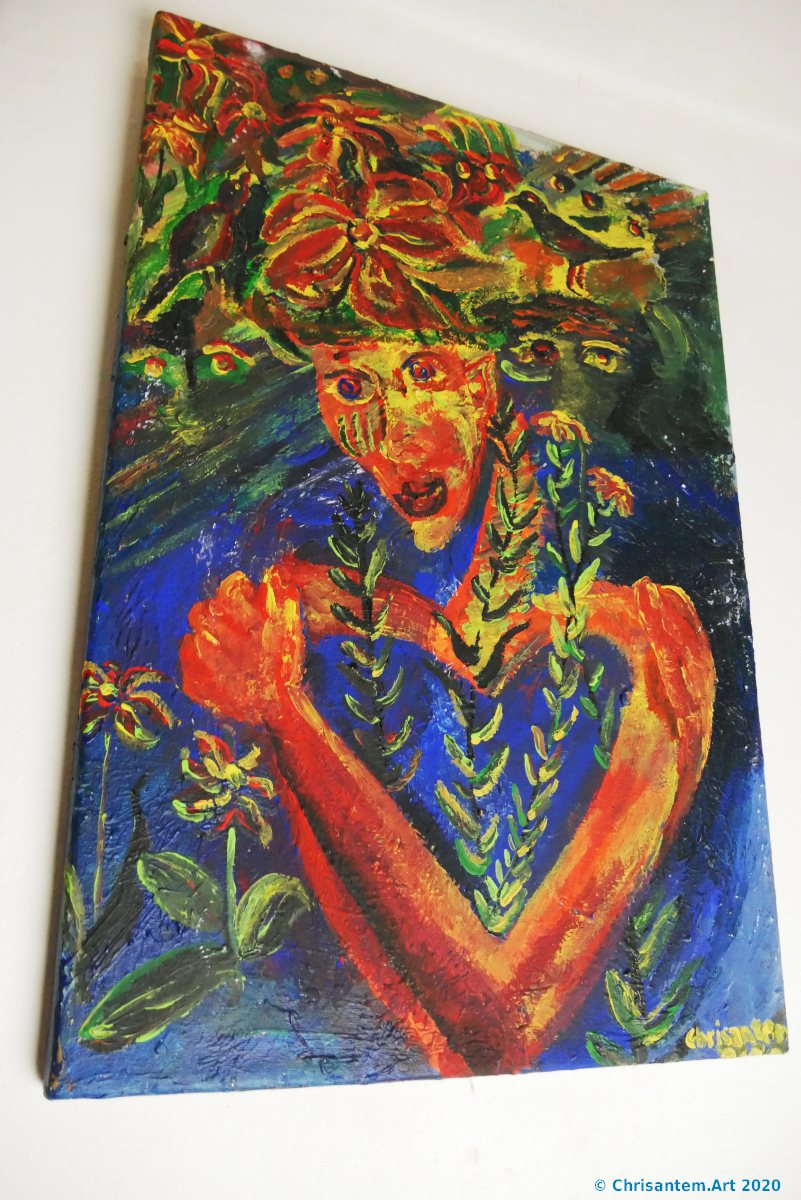 Chrisantem Macháček: Obraz „Tonantzin“, akryl na plátně 36×52 cm, 2020 - Obrázek 3