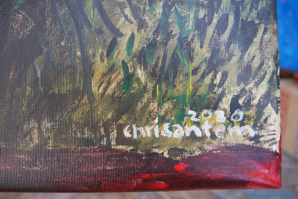 Chrisantem Macháček: Obraz „Řeka Malá Rhôna“, 100×100 cm, Francie 2020 - Obrázek 8