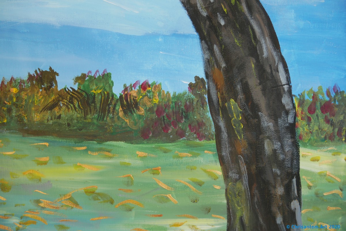 Chrisantem Macháček: Obraz „Řeka Malá Rhôna“, 100×100 cm, Francie 2020 - Obrázek 6