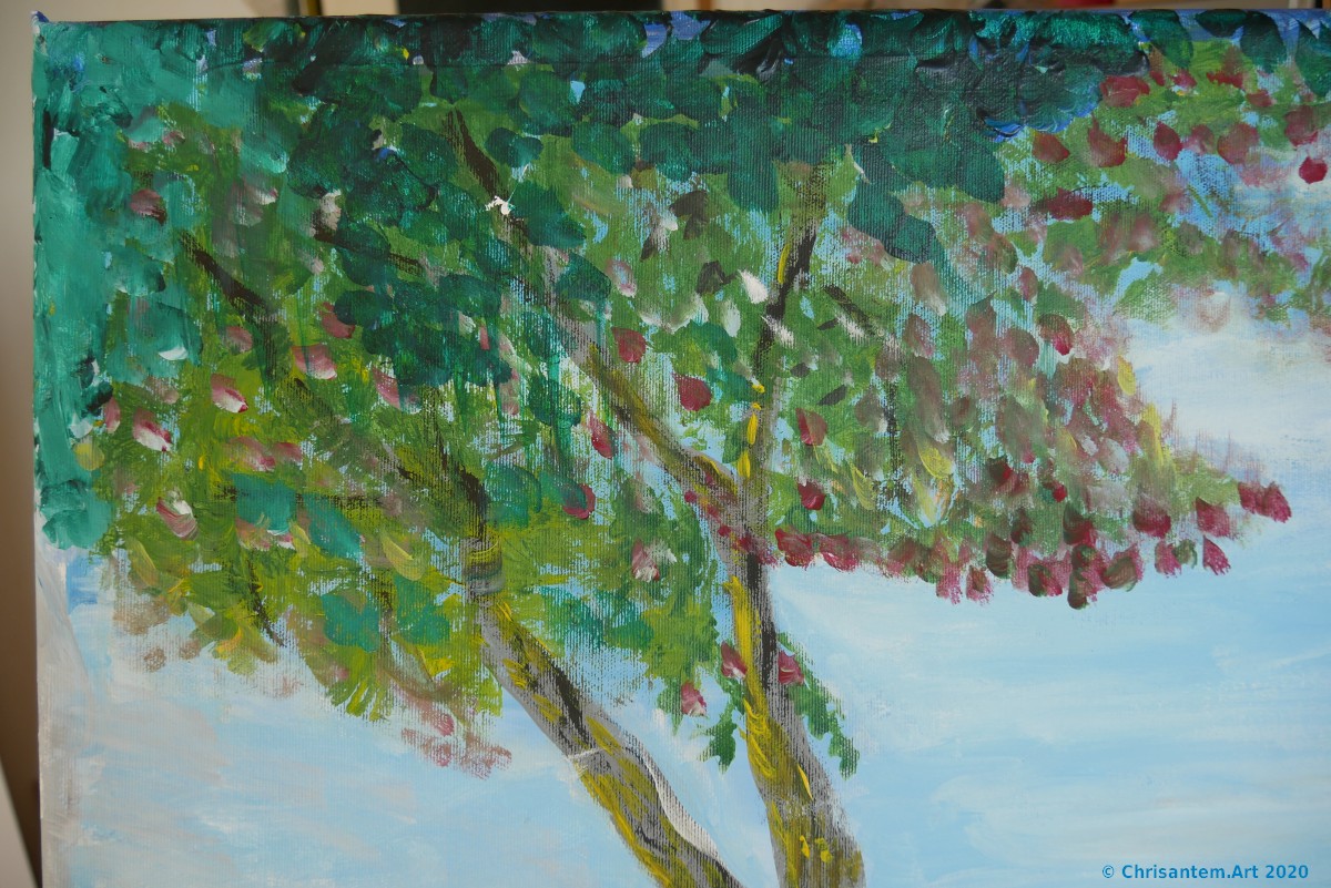 Chrisantem Macháček: Obraz „Řeka Malá Rhôna“, 100×100 cm, Francie 2020 - Obrázek 4