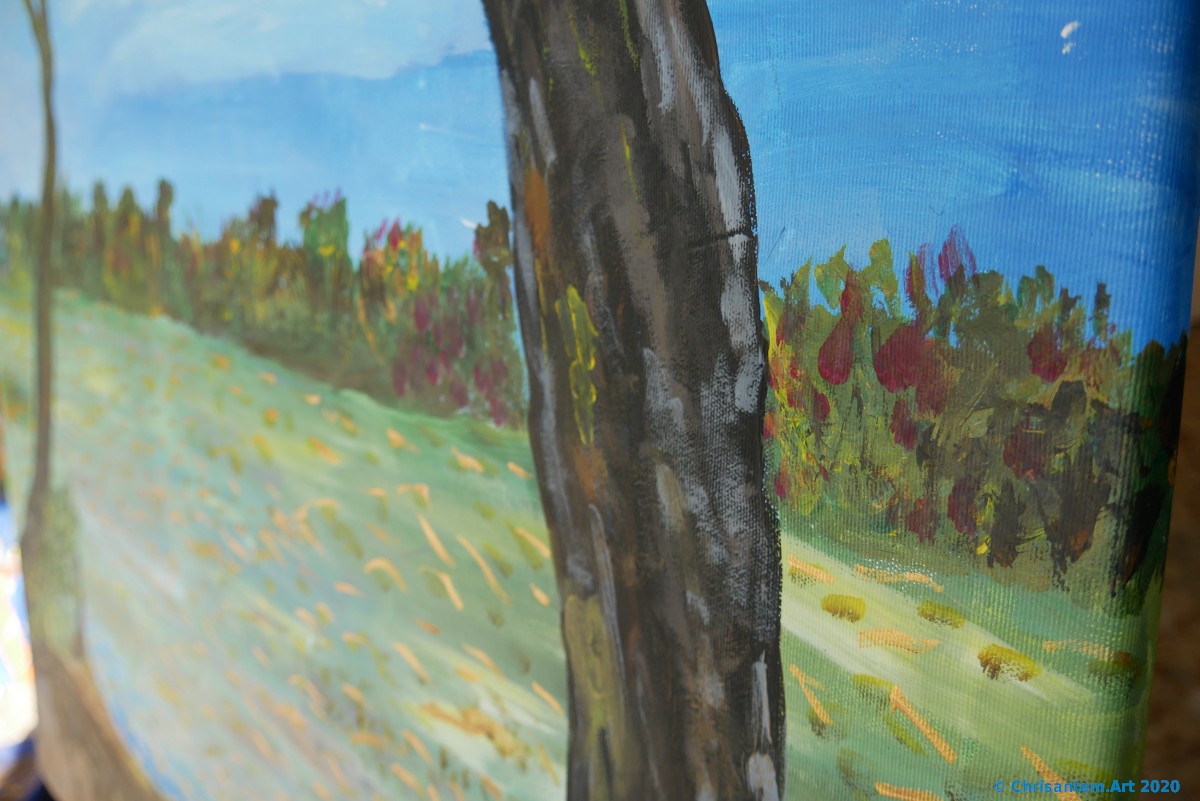 Chrisantem Macháček: Obraz „Řeka Malá Rhôna“, 100×100 cm, Francie 2020 - Obrázek 2