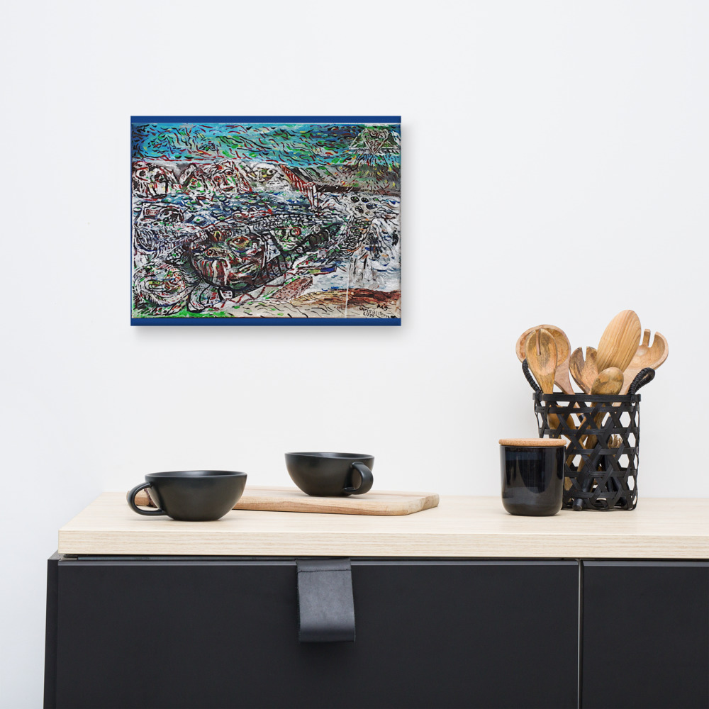 Chrisantem: "Tsunki, bytosti vod" - digitální tisk na plátně