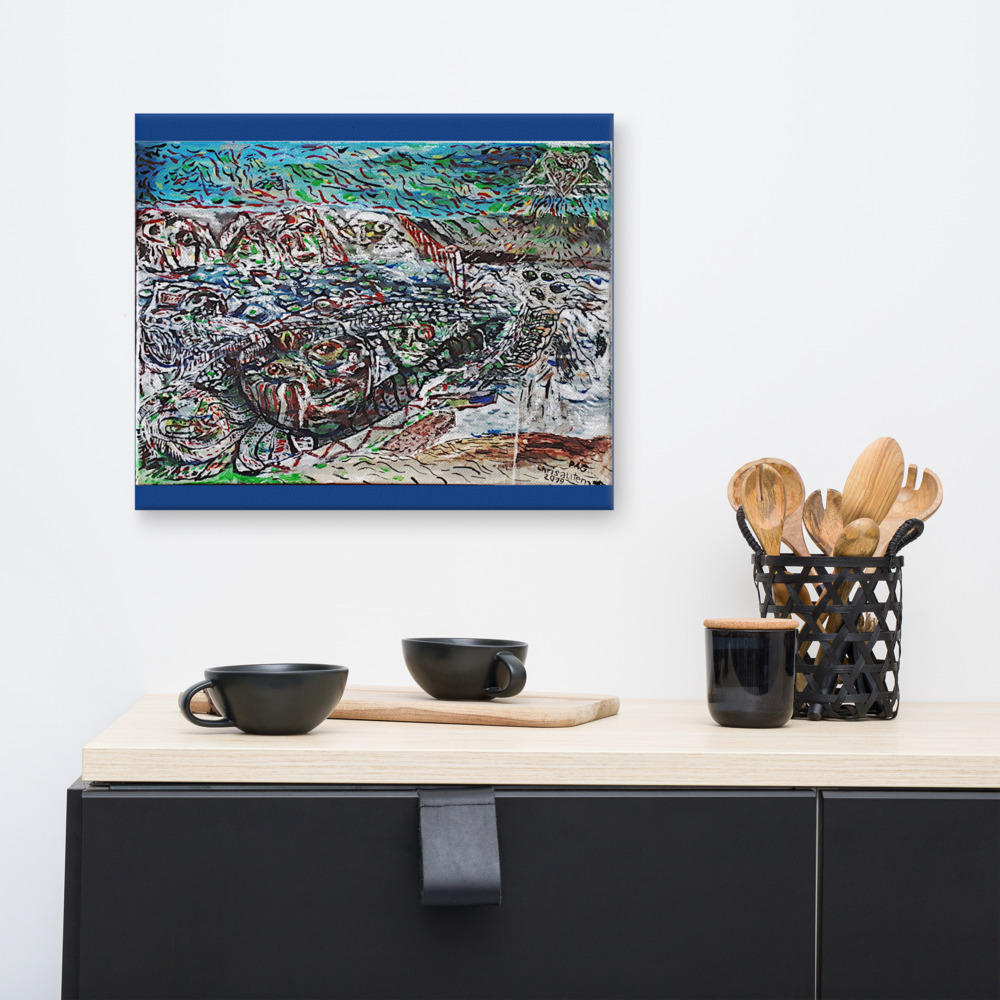 Chrisantem: "Tsunki, bytosti vod" - digitální tisk na plátně - Obrázek 2