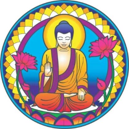 Průhledná samolepka na okno Buddha, 14 cm