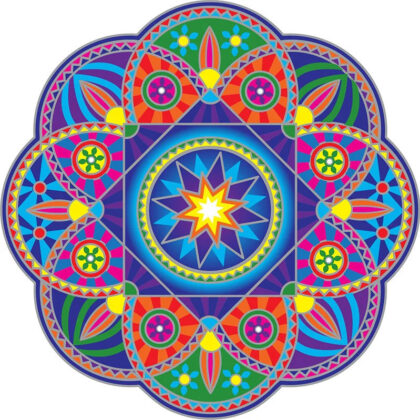 Průhledná samolepka na okno Sluneční Mandala, 13,5 cm