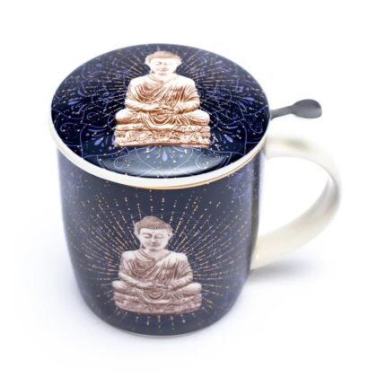 Sada 2x 400 ml hrníčků se sítkem na čaj, Buddha