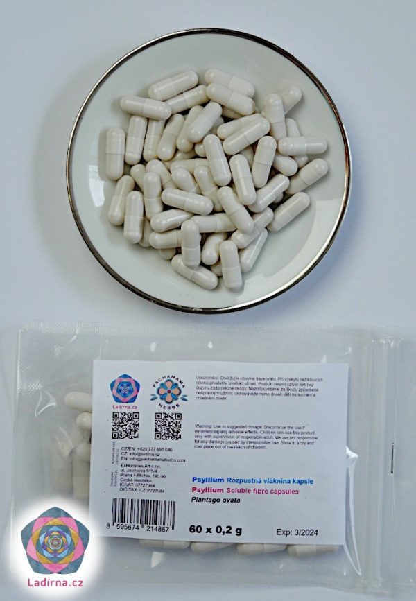 Psyllium (Plantago ovata) - čistá rozpustná vláknina, kapsle, 60 ks